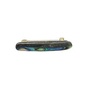 Sterling Silver Purple Abalone Shell Bar Brooch Pin Vintage